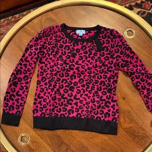 CeCe Black and Pink Animal Print Sweater